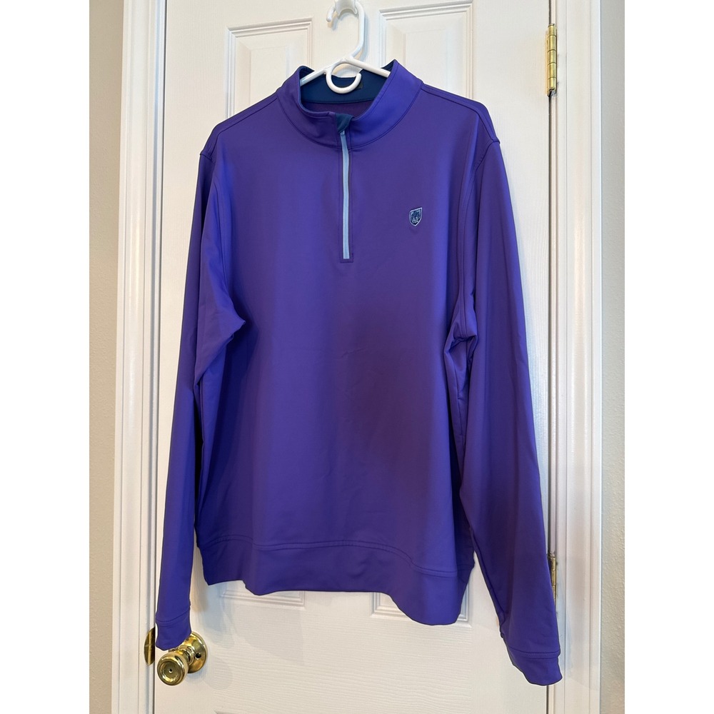 Turtleson Mens XL Purple Quarter Zip Pullover Poly Graphene Stretch Golf Shirt - Picture 2 of 15